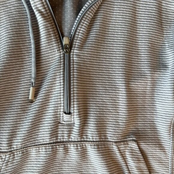 Athleta Heavenly Hail gray white Striped Half Zip active pullover Hoodie Small - Picture 6 of 11